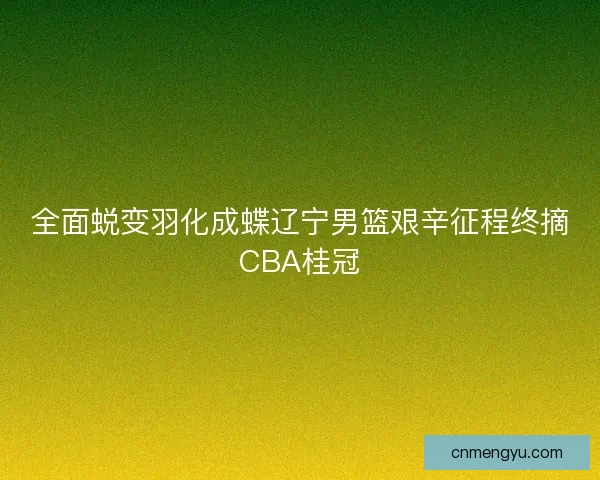 全面蜕变羽化成蝶辽宁男篮艰辛征程终摘CBA桂冠