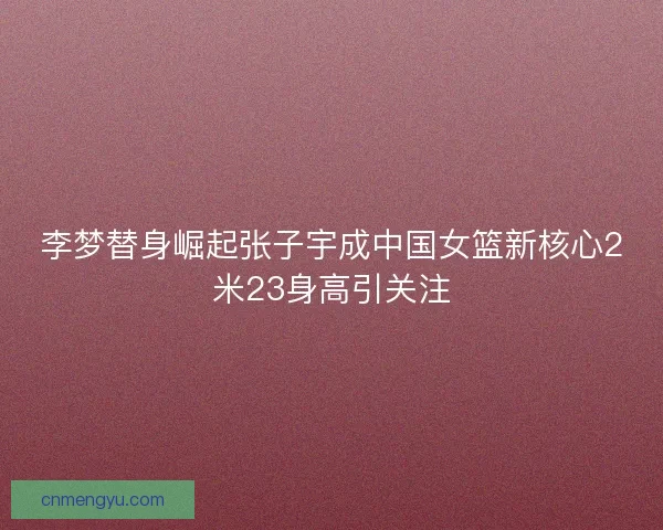 李梦替身崛起张子宇成中国女篮新核心2米23身高引关注