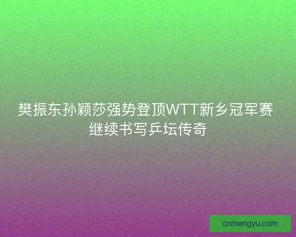 樊振东孙颖莎强势登顶WTT新乡冠军赛 继续书写乒坛传奇